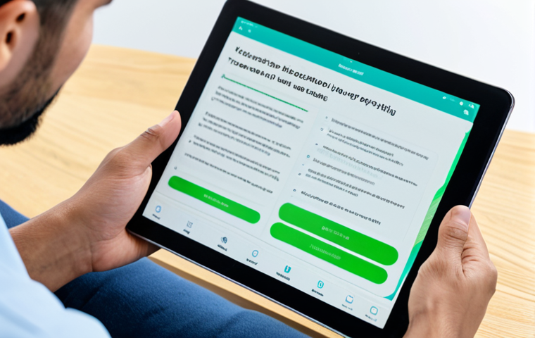 A clean and calming AI mental health app interface on a tablet.**
A person is interacting with a mental health application on a tablet. The UI is clean, intuitive, and uses a calming color palette (blues and greens). The screen displays a supportive message from the AI, acknowledging the user's feelings. The background shows a peaceful, uncluttered room. Focus on the positive and helpful interaction. fully clothed, safe for work, appropriate content, professional design, perfect anatomy (of hands holding the tablet), natural proportions, high quality, modest, family-friendly.
**