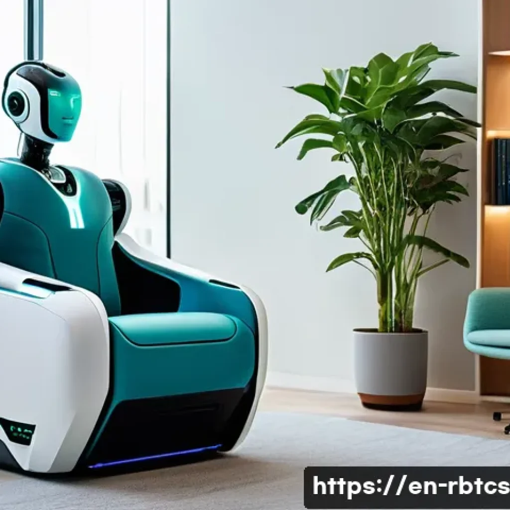 로봇 심리상담의 글로벌 연구 동향 - A futuristic therapy room where a sleek humanoid robot counselor attentively listens to a diverse ad...
