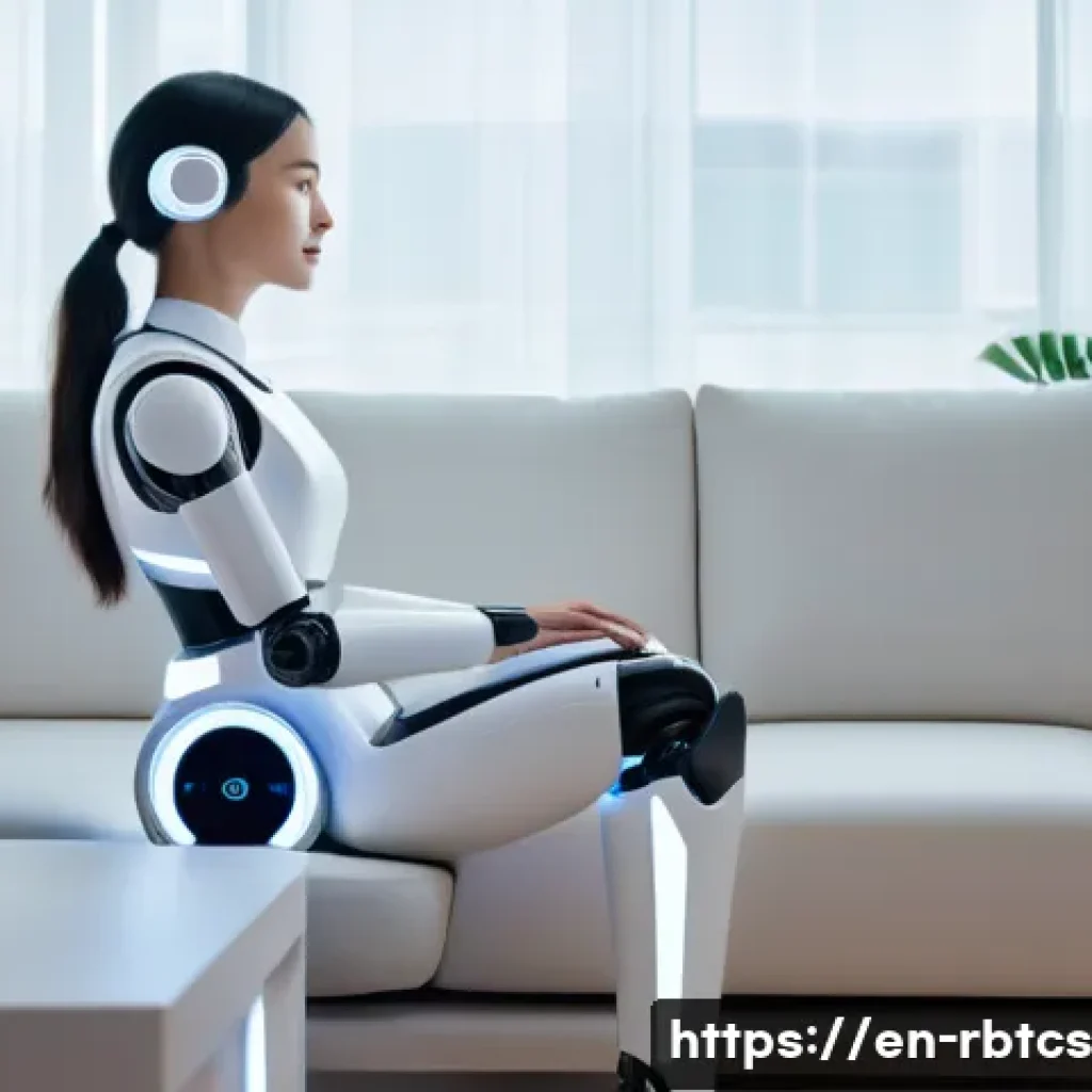 로봇 심리상담의 글로벌 시장 분석 - A futuristic AI therapy robot designed with a sleek, humanoid appearance, softly glowing LED eyes co...
