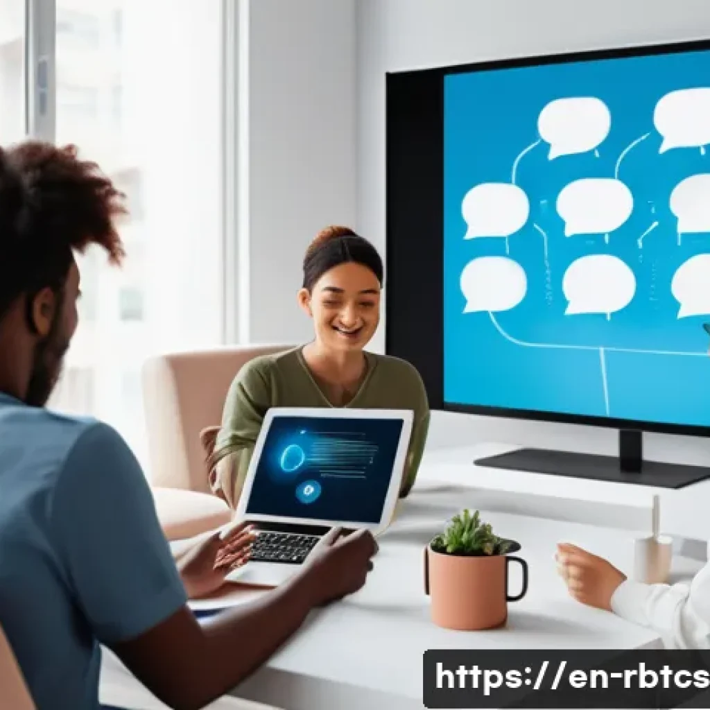 로봇 심리상담의 고객 요구 사항 분석 - A modern digital therapy session scene showing a diverse group of users interacting with AI therapis...