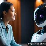로봇 심리상담의 기술적 도전 과제 - A futuristic counseling robot engaging empathetically with a diverse adult client in a cozy, softly ...